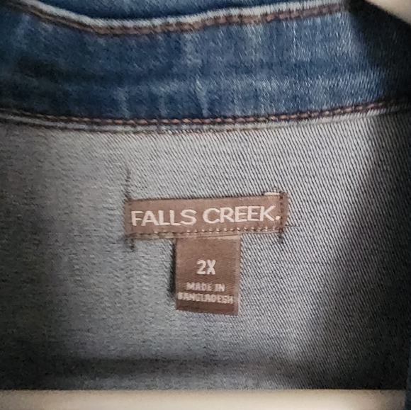 Falls Creek Elastic Waist Denim Jean Jacket Pockets Women’s Sz 2X EUC Cute! 90s - Picture 2 of 3